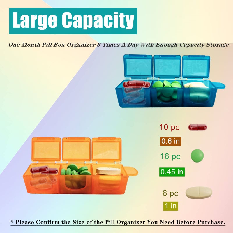 CAidRE Monthly Pill Organizer 31 Day 3 Times a Day â€“ One Month Pill Box for Medications, Fish Oil, Vitamins & Supplements â€“ 30 Day Daily Pill Case Organizer - Image 3