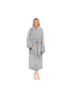ماركة غير محددة Cotton Plain Bathrobe Grey  - Image 1
