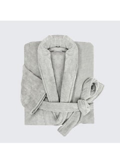 ماركة غير محددة Cotton Plain Bathrobe Grey  - Image 2