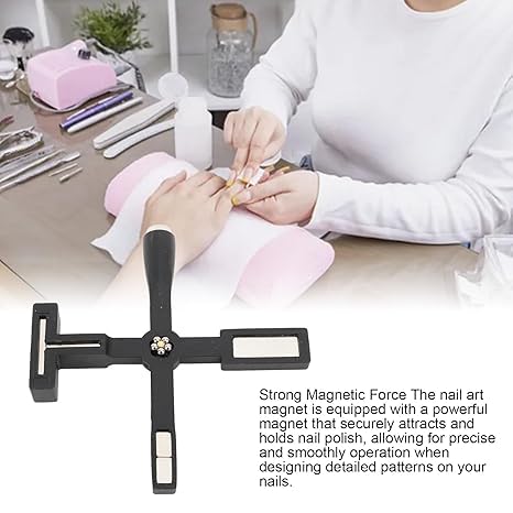 HMAA 5 in 1 Magnet for Cat Eye Gel Nail Polish Multifunctional Magnetic Nail Tool Upgraded Cross Cat Eye Magnet for Nail Designs 3D Cateye Nail Gel Strong Nail Art Magnet Home Salon Pack of 01 - Image 2