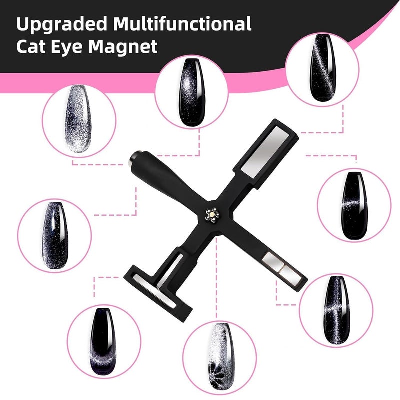 HMAA 5 in 1 Magnet for Cat Eye Gel Nail Polish Multifunctional Magnetic Nail Tool Upgraded Cross Cat Eye Magnet for Nail Designs 3D Cateye Nail Gel Strong Nail Art Magnet Home Salon Pack of 01 - Image 5