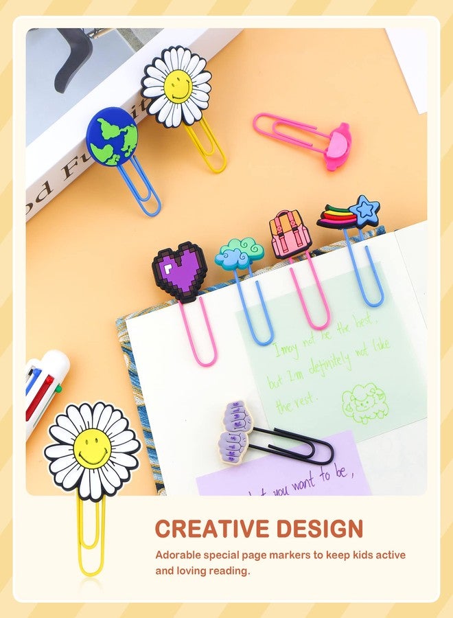 YETOOME 15 Pcs Cute Bookmark Paper Clips Cartoon Silicone Bookmarks with Colorful Paperclips for Kids School Teacher Office Supply Student Stationery (Mixed Style) - Image 5