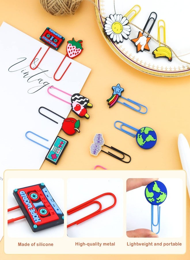 YETOOME 15 Pcs Cute Bookmark Paper Clips Cartoon Silicone Bookmarks with Colorful Paperclips for Kids School Teacher Office Supply Student Stationery (Mixed Style) - Image 4