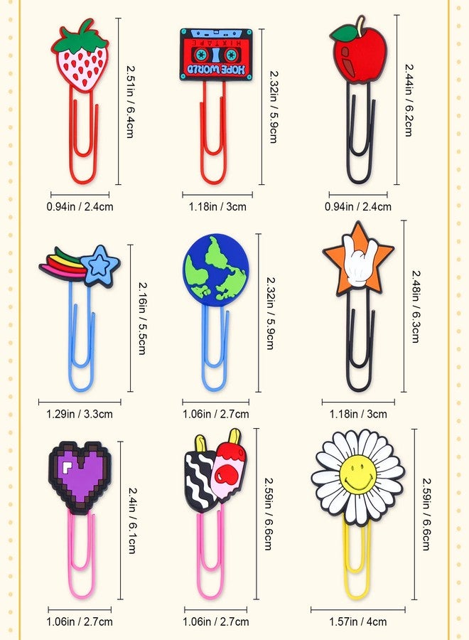 YETOOME 15 Pcs Cute Bookmark Paper Clips Cartoon Silicone Bookmarks with Colorful Paperclips for Kids School Teacher Office Supply Student Stationery (Mixed Style) - Image 2