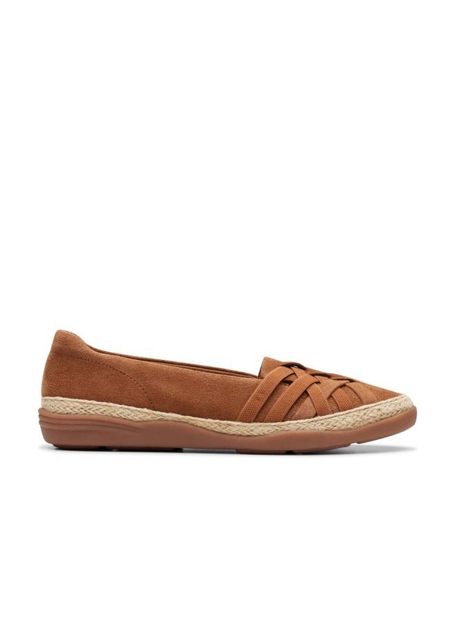 clarks Women's Elaina Petal Loafer, Tan Suede, 9 Wide - Image 2