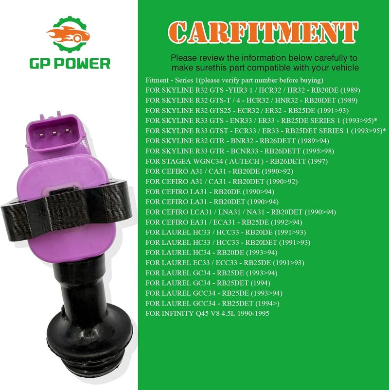 GP POWER Performance Ignition Coil Pack for Nissan SKYLINE GTR GTS R32 R33 CEFIRO A31 LA31 EA31 LAUREL GC34 HC33 - Image 4