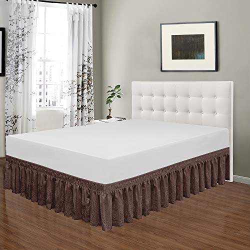 QSY Home Wrap Around Elastic Eyelet Bed Skirts 14 1/2 Inches Drop Dust Ruffle Three Fabric Sides Easy On/Easy Off Adjustable Polyester Cotton(White Twin/Full) - Image 2