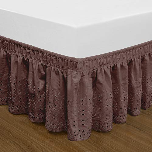 QSY Home Wrap Around Elastic Eyelet Bed Skirts 14 1/2 Inches Drop Dust Ruffle Three Fabric Sides Easy On/Easy Off Adjustable Polyester Cotton(White Twin/Full) - Image 5