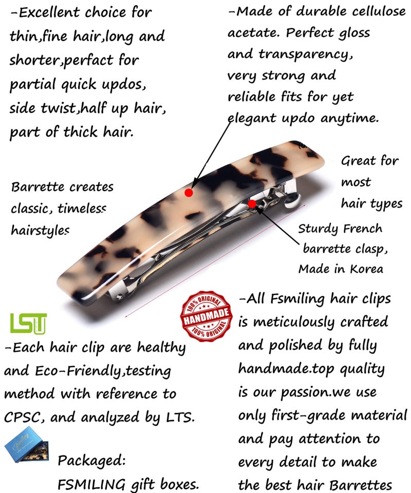 Fsmiling Hair Barrettes for Women French Hair Barrette Clip Small Acetate Hair Clips Barrette No Slip Hair Accessories 3-Pack - Image 3