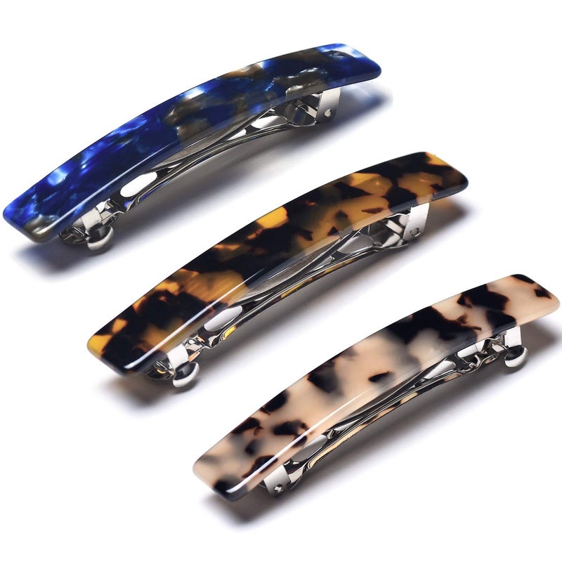 Fsmiling Hair Barrettes for Women French Hair Barrette Clip Small Acetate Hair Clips Barrette No Slip Hair Accessories 3-Pack - Image 1