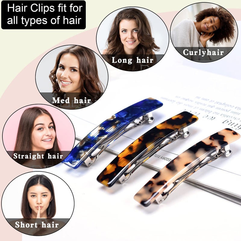 Fsmiling Hair Barrettes for Women French Hair Barrette Clip Small Acetate Hair Clips Barrette No Slip Hair Accessories 3-Pack - Image 5