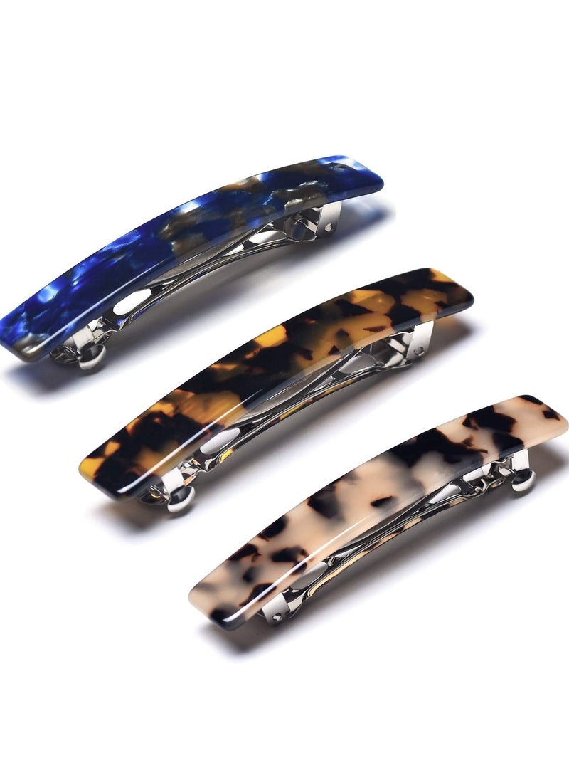 Fsmiling - 3 Pcs Womens Hair Barrettes Tortoise Shell Cellulose Acetate Barrettes Small French Barrettes For Thin Hair - Image 1