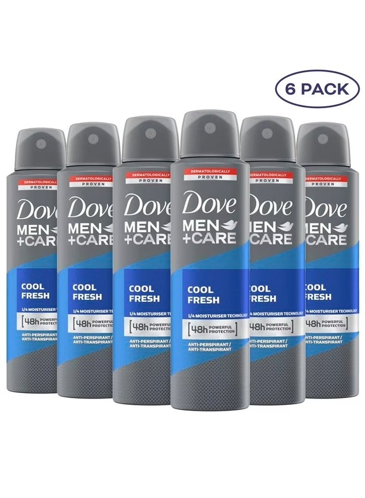Dove Men Care Cool Fresh Antiperspirant Deodorant Spray 150ml Pack of 6
