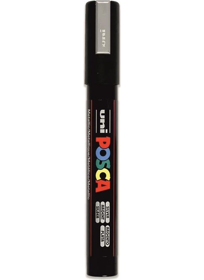 Uni-posca مجموعة ألوان معدنية من يوني بوسكا 5 أمتار، لون ذهبي وفضي، مكونة من قطعتين  - Image 3