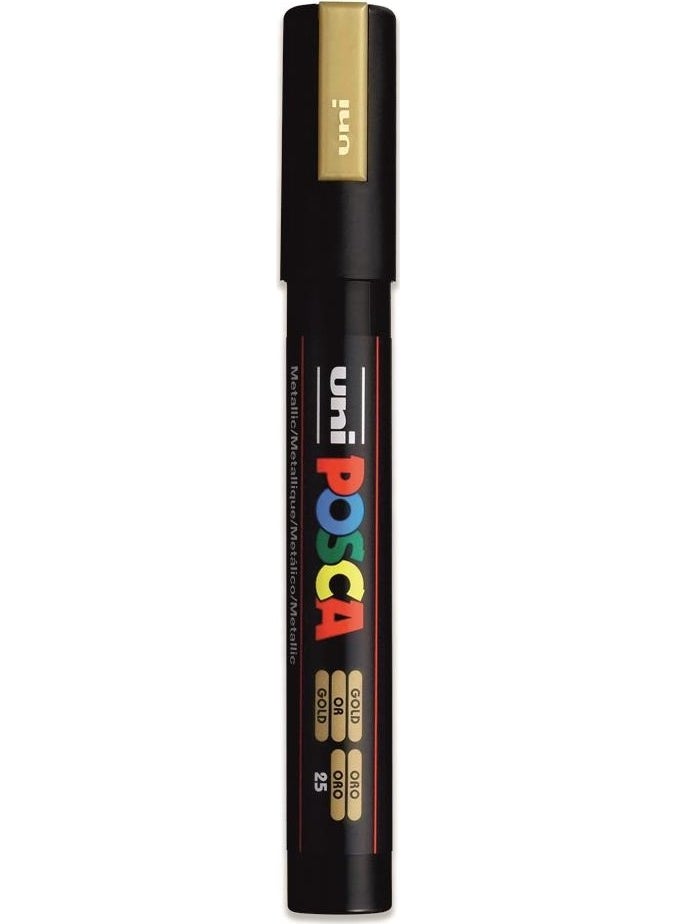 Uni-posca مجموعة ألوان معدنية من يوني بوسكا 5 أمتار، لون ذهبي وفضي، مكونة من قطعتين  - Image 2
