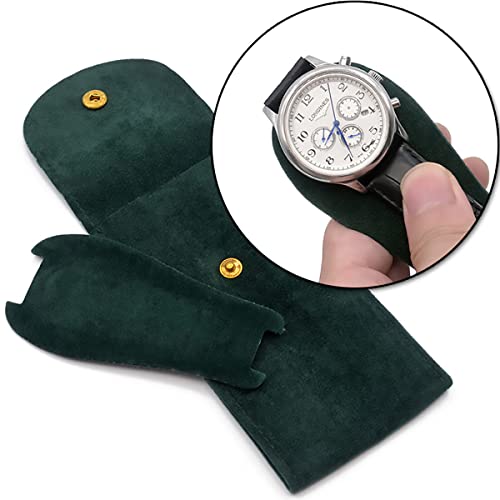 xianshengle Watch Pouch, Watch Roll, Watch Travel Case for Men and Women Portable Velvet Watch Pouch Watch Storage Bag ​and Organizer Protective Watch Box Pouch with ,for watches and jewelry （2 Pieces） - Image 3