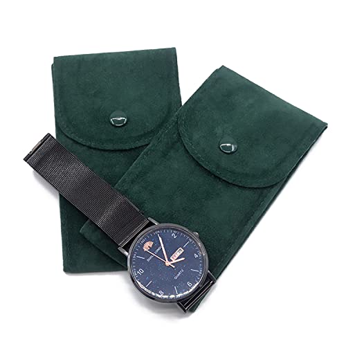 xianshengle Watch Pouch, Watch Roll, Watch Travel Case for Men and Women Portable Velvet Watch Pouch Watch Storage Bag ​and Organizer Protective Watch Box Pouch with ,for watches and jewelry （2 Pieces） - Image 5