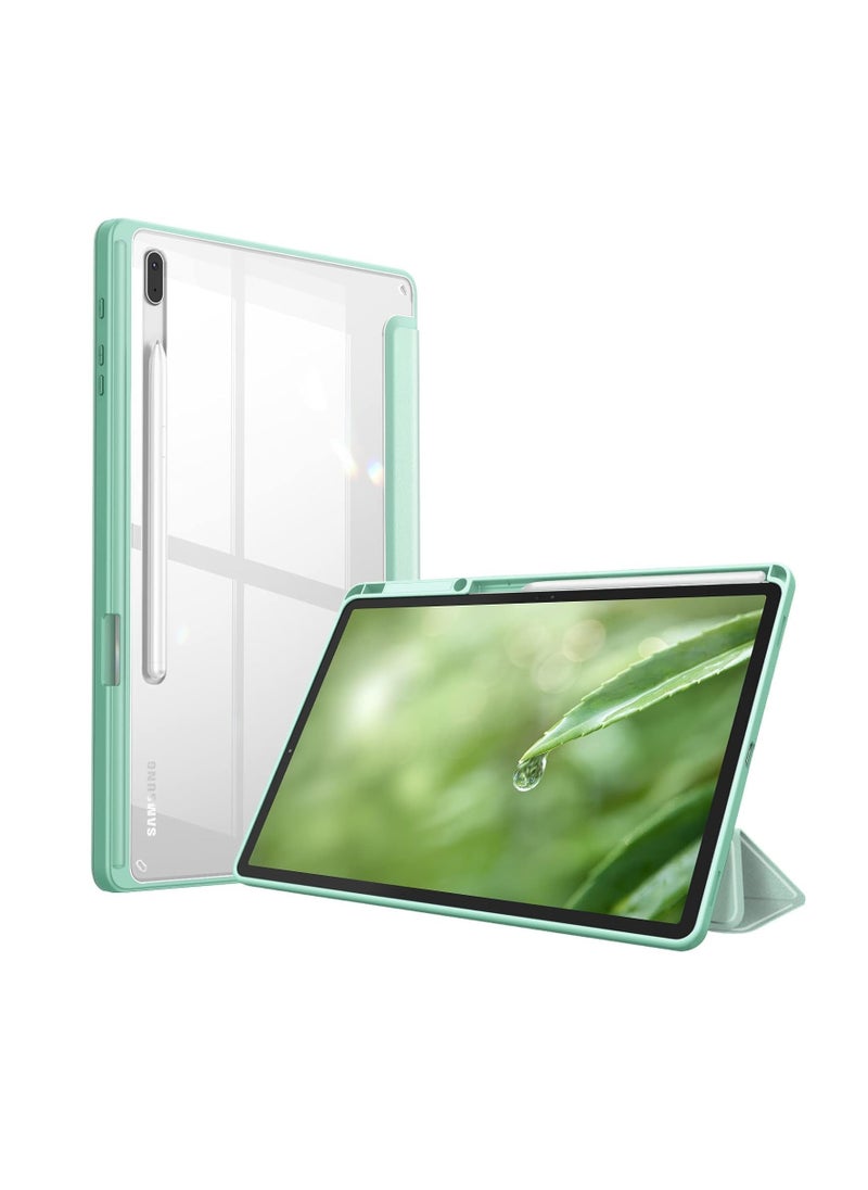 Generic - Hybrid Slim Case for Samsung Galaxy Tab S9 with S Pen Holder, Shockproof Cover with Clear Transparent Back Shell, Auto Wake/Sleep (Mint Green) - Image 1