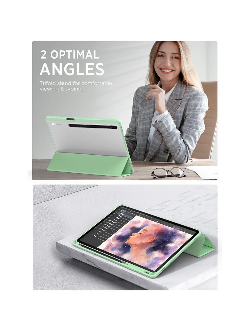Generic - Hybrid Slim Case for Samsung Galaxy Tab S9 with S Pen Holder, Shockproof Cover with Clear Transparent Back Shell, Auto Wake/Sleep (Mint Green) - Image 1