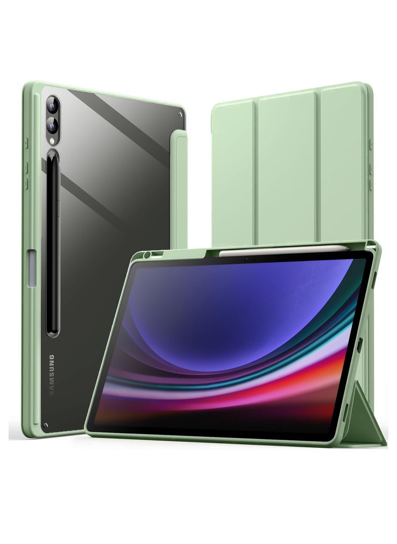 Generic - Hybrid Slim Case for Samsung Galaxy Tab S9 with S Pen Holder, Shockproof Cover with Clear Transparent Back Shell, Auto Wake/Sleep (Mint Green) - Image 1