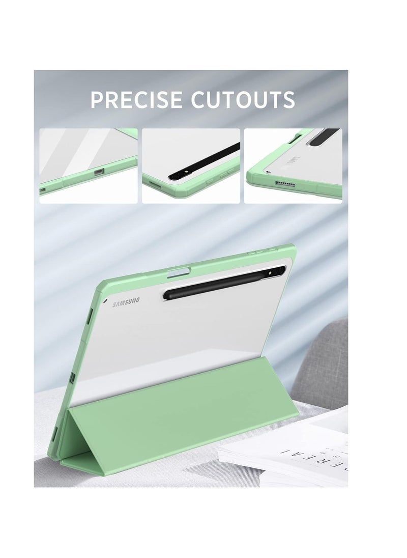 Generic - Hybrid Slim Case for Samsung Galaxy Tab S9 with S Pen Holder, Shockproof Cover with Clear Transparent Back Shell, Auto Wake/Sleep (Mint Green) - Image 1
