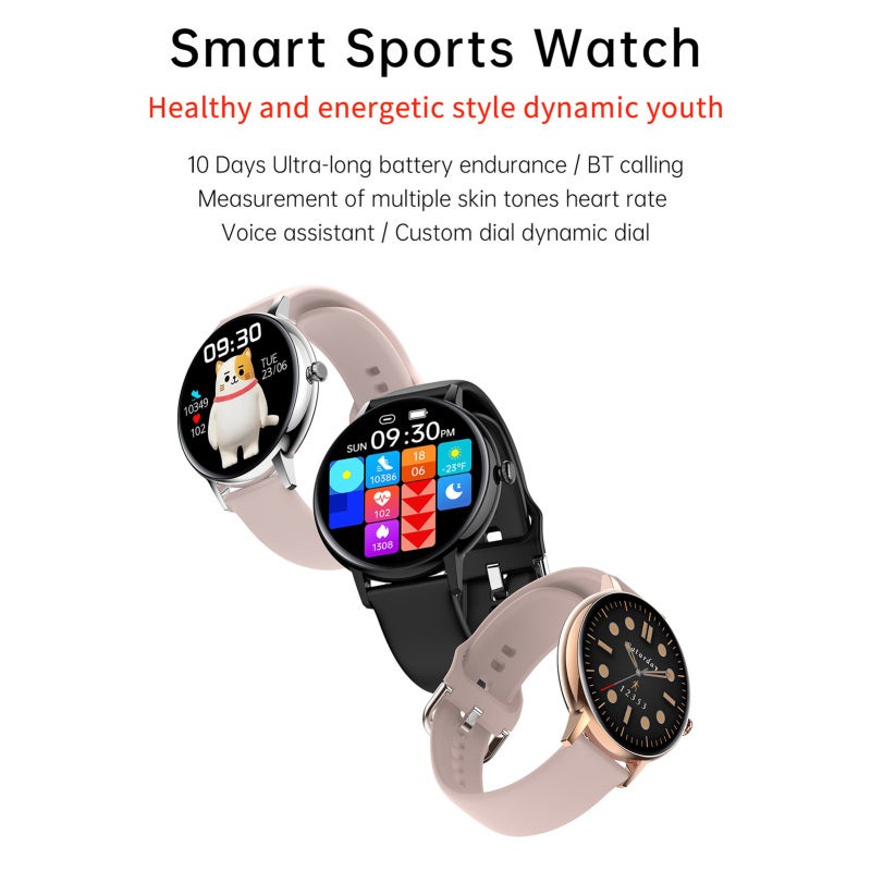 HD Screen Smartwatch 1.32" Black: 300 mAh Large Battery - Massive Sports Modes & Custom Dials for Android iOS Users Health Fitness Leisure - Image 2