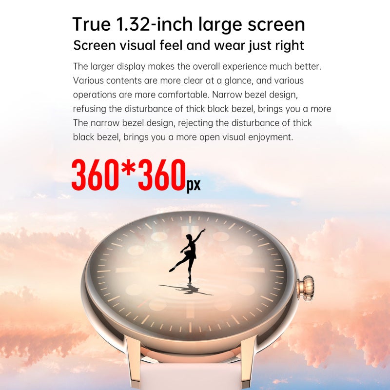 HD Screen Smartwatch 1.32" Black: 300 mAh Large Battery - Massive Sports Modes & Custom Dials for Android iOS Users Health Fitness Leisure - Image 4