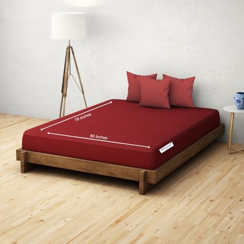 Welspun WelProtect 100% Waterproof Polyester Mattress Protector Queen Size 152x198 CM | Breathable Ultra Soft & Less Noise Fitted Bed Protector Cover (152x198 CM Queen, 200 TC, Maroon) - Image 3
