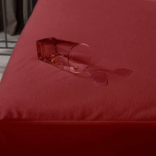 Welspun WelProtect 100% Waterproof Polyester Mattress Protector Queen Size 152x198 CM | Breathable Ultra Soft & Less Noise Fitted Bed Protector Cover (152x198 CM Queen, 200 TC, Maroon) - Image 4