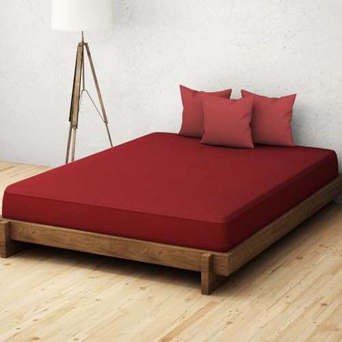 Welspun WelProtect 100% Waterproof Polyester Mattress Protector Queen Size 152x198 CM | Breathable Ultra Soft & Less Noise Fitted Bed Protector Cover (152x198 CM Queen, 200 TC, Maroon) - Image 2