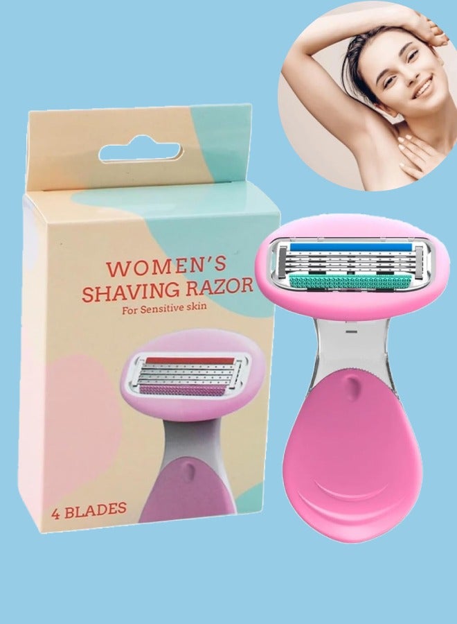 NIKITA.VIVI Women Shaving Razor for Sensitive Skin Face Razor for Women Facial Hair Dermaplaning Tool 4 Blades Instant and Painless Hair Removal for Facial Forehead Skin Upper Lip Hair Removal - Image 1
