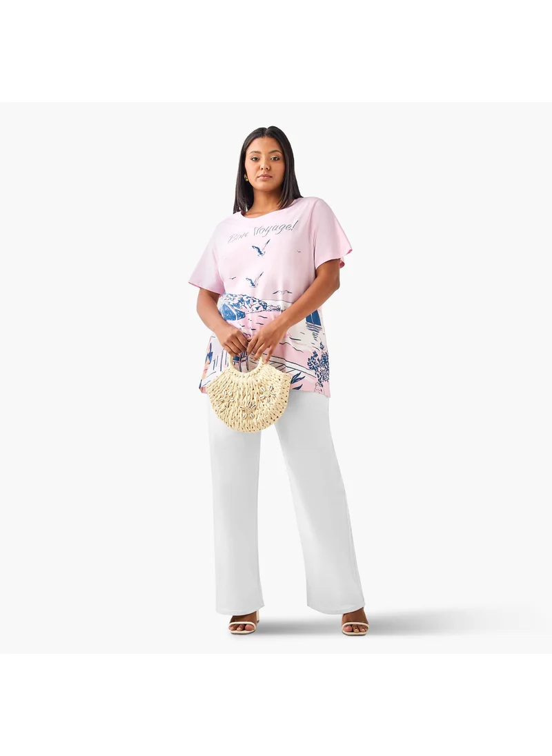 أولا بوبكن Plus Size Ulla Popken Graphic Print T-Shirt