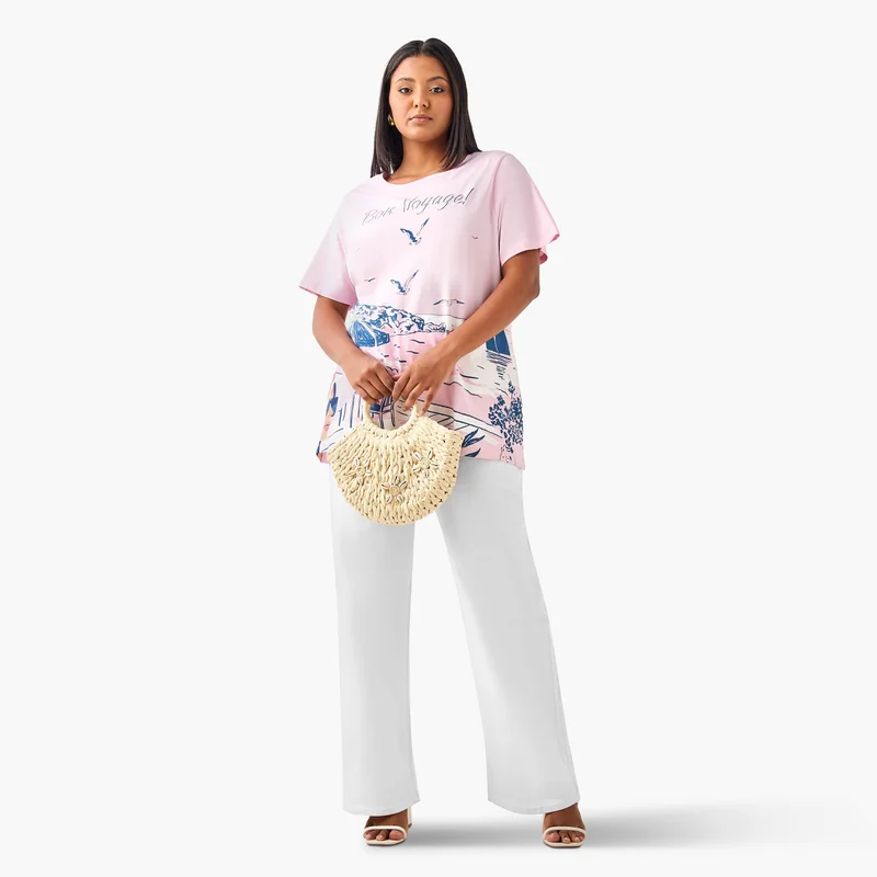 Ulla Popken Plus Size Ulla Popken Graphic Print T-Shirt