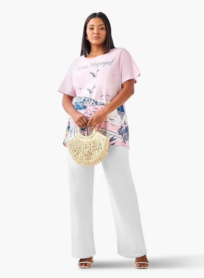 Ulla Popken Plus Size Ulla Popken Graphic Print T-Shirt