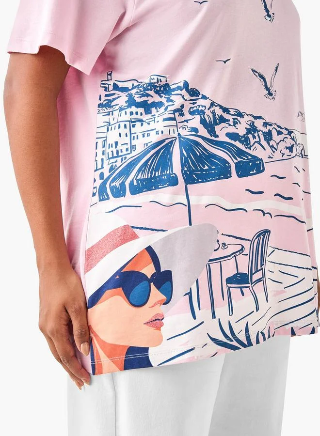  أولا بوبكن تي شيرت بطبعة جرافيك مقاس كبير من أولا بوبكن