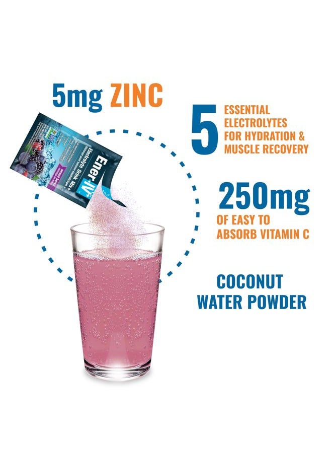 Ener-C Ener-IV Electrolyte Hydration & Energy Drink Potassium Vitamin C & Zinc Electrolytes Powder Packets - Muscle Recovery & Immunity Sports Drinks for Women & Men Low Sugar Vegan, Mixed Berry - 12 Count  - Image 3