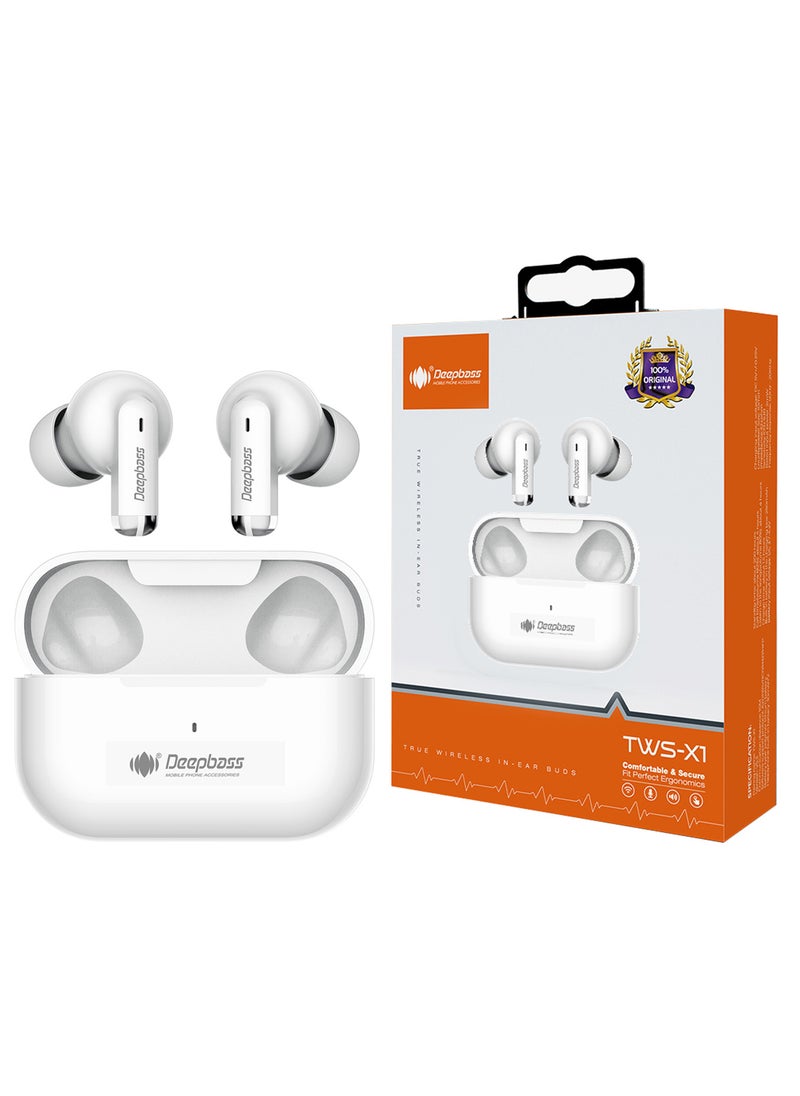TWS-X1: StrongSignal™ Wireless Earbuds | ParticleSolve™ ANC | Android Developer Optimized | USB-C Fast Charge - White