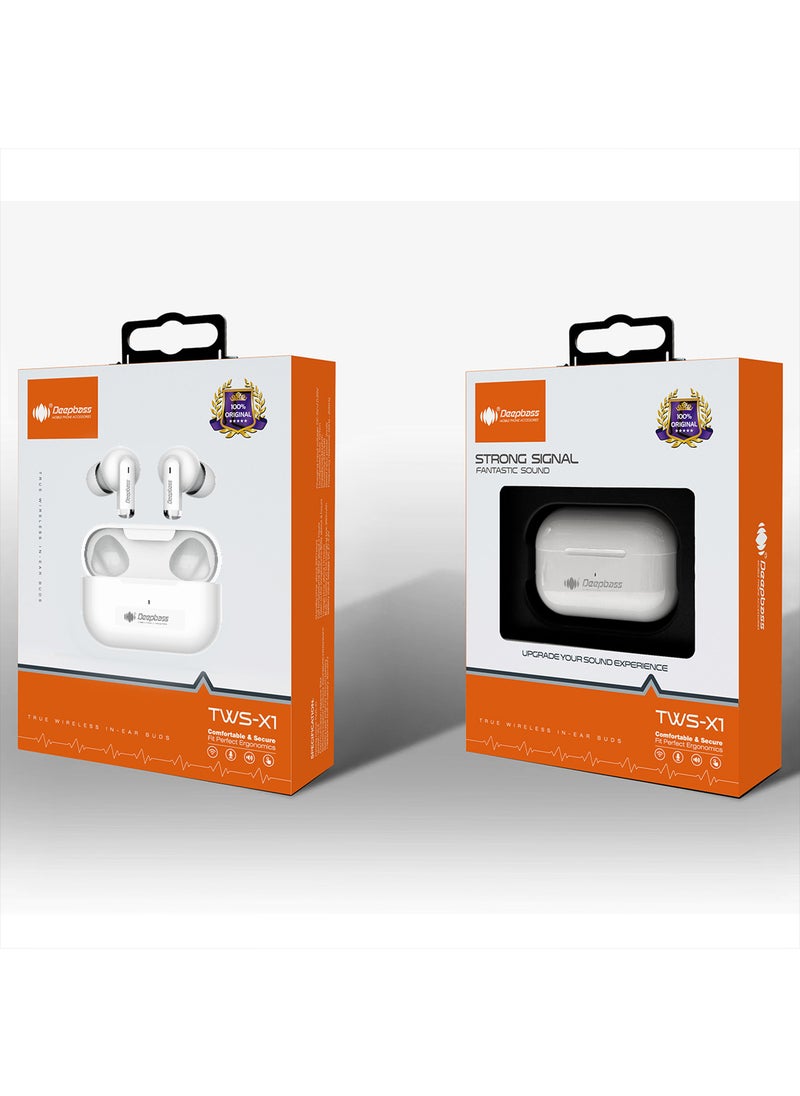 TWS-X1: StrongSignal™ Wireless Earbuds | ParticleSolve™ ANC | Android Developer Optimized | USB-C Fast Charge - White