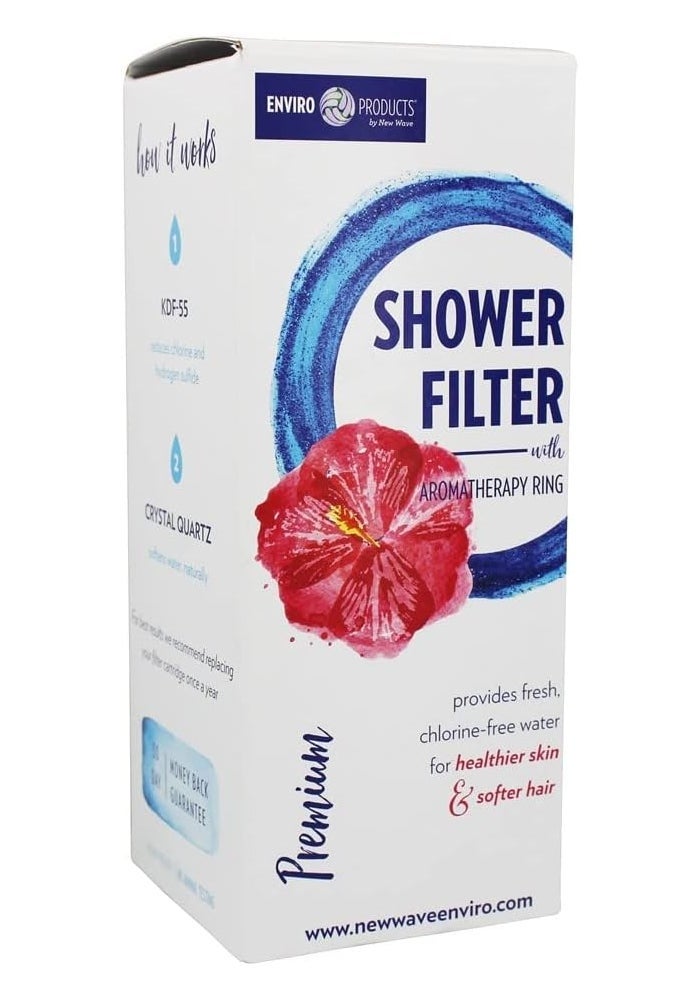 New Wave Enviro Premium Shower Filter System with Aromatherapy Ring - White - Image 1