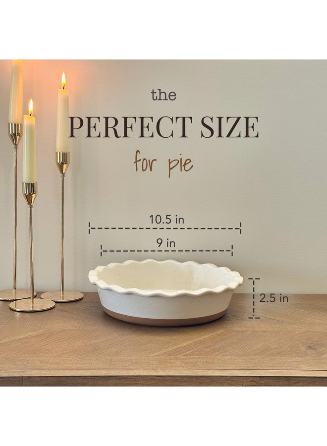 Mora Ceramic Deep Fluted Pie Dish for Baking - 9 inch Porcelain Pie Plate for Apple, Quiche, Pot Pies, Tart, etc. - Modern Farmhouse Style - Vanilla White - Image 1