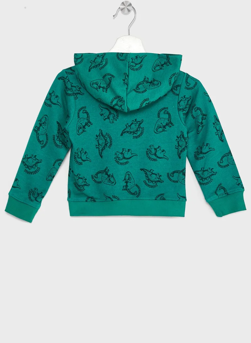 Ripples Boys  Basic Solid Zipper Hoodie And Jogger Set