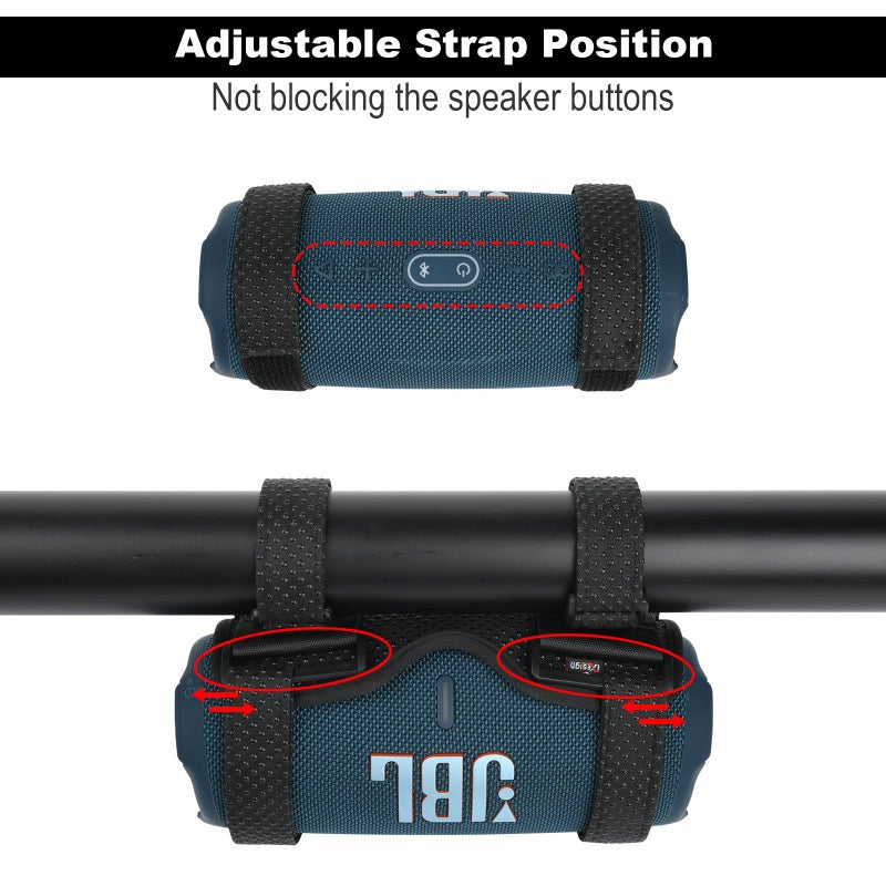 TXEsign Portable Speaker Mount for Bike/Golf Cart/Boat Railing, Adjustable Strap Bike Speaker Holder Attachment for JBL Charge 5/Charge 6/Flip 5/Flip 6/Flip 7/Beats Pill - Image 4