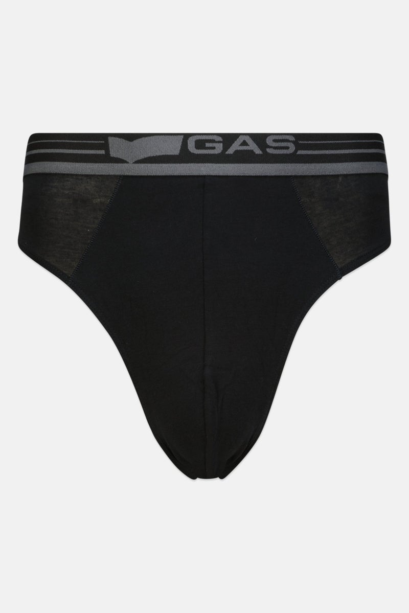 GAS Men 2 Pieces Brand Logo Pull On Brief, Black - Image 3