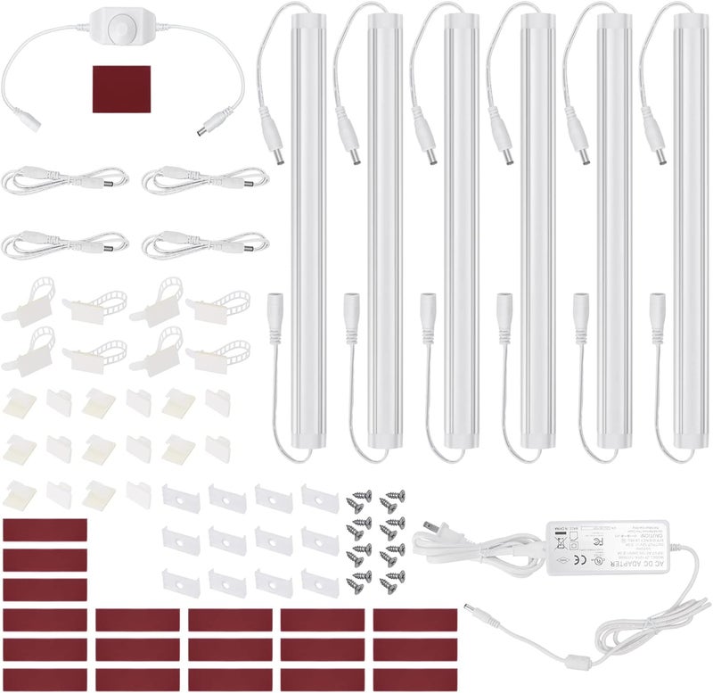 Litever Kitchen Under Cabinet LED Lighting Kit, Super Bright, 6 PCS 12 Inches Light Bars, Plug-in or Hardwire Power Adapter, 31W 2000 Lumen, for Cabinet Counter Shelf Workbench (Daylight White 5000K) - Image 1