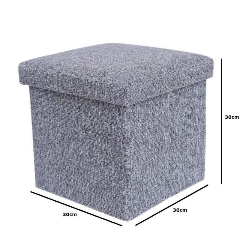 LOCKET Foldable Storage Bins Box Ottoman Bench Container Organizer with Cushion Seat Lid Cube Space Saving Storage Box Foot Rest Sear Grey Color 30X30 cm - Image 2