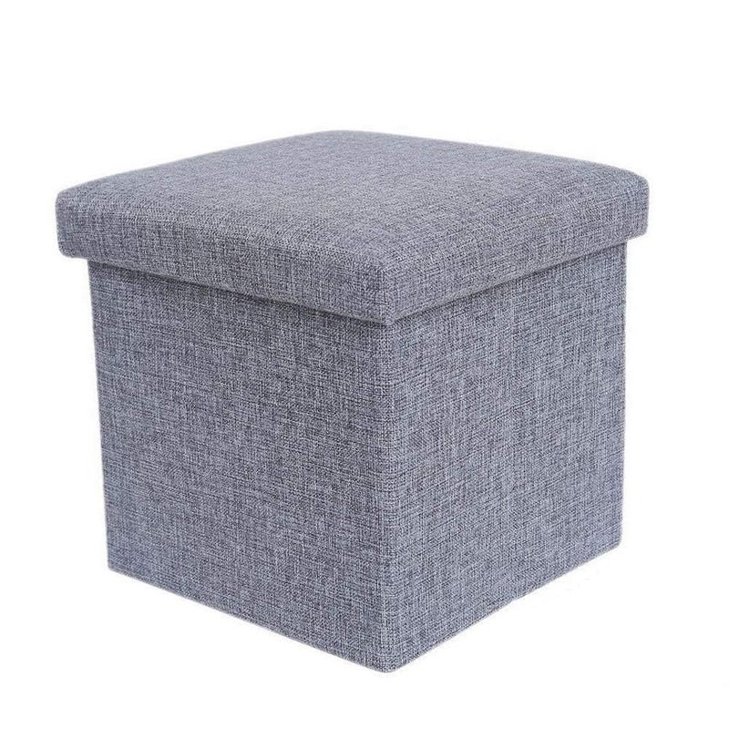 LOCKET Foldable Storage Bins Box Ottoman Bench Container Organizer with Cushion Seat Lid Cube Space Saving Storage Box Foot Rest Sear Grey Color 30X30 cm - Image 1