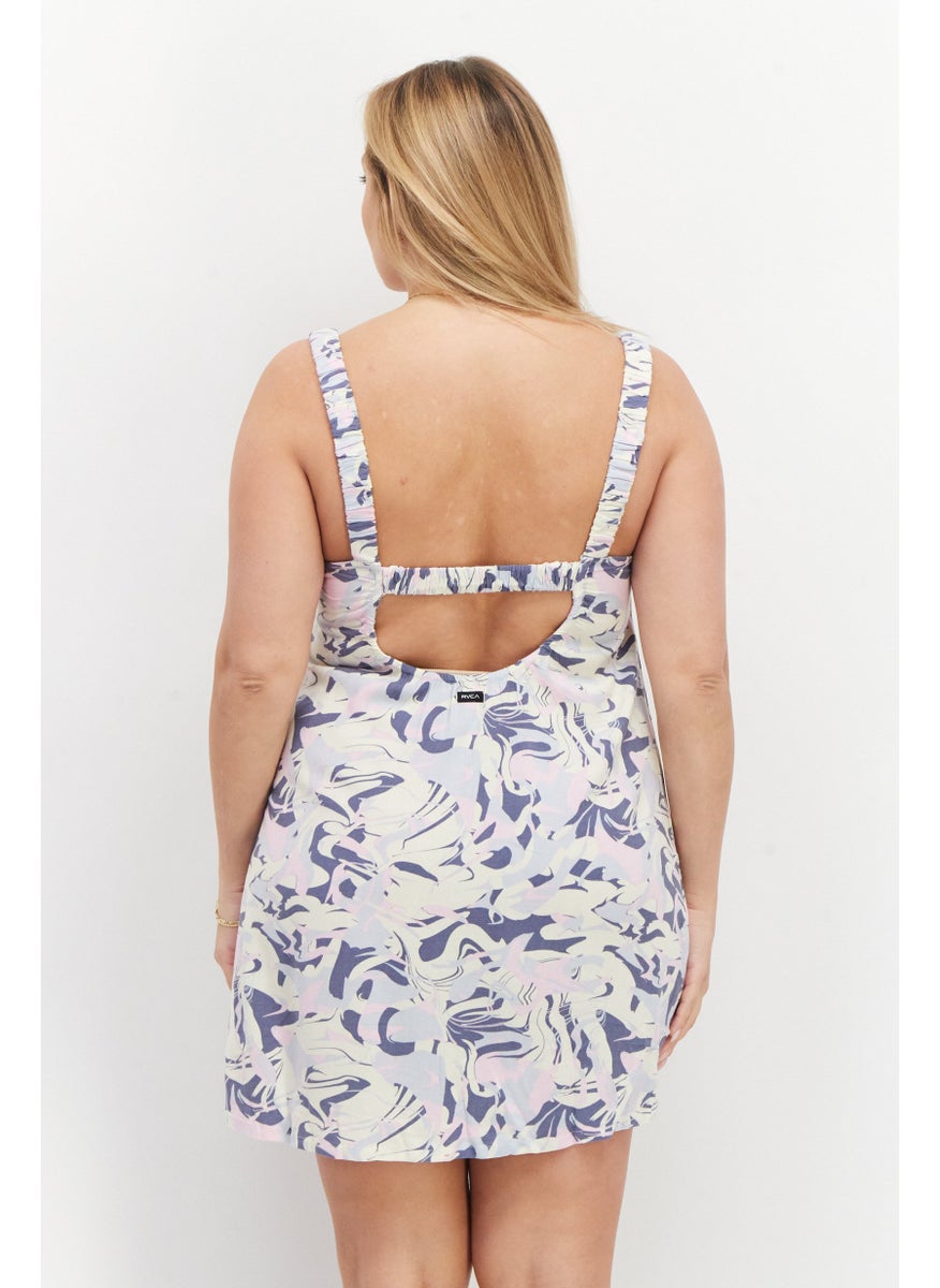 rvca - Women Abstract Print Mini Dress, Cream Combo - Image 1