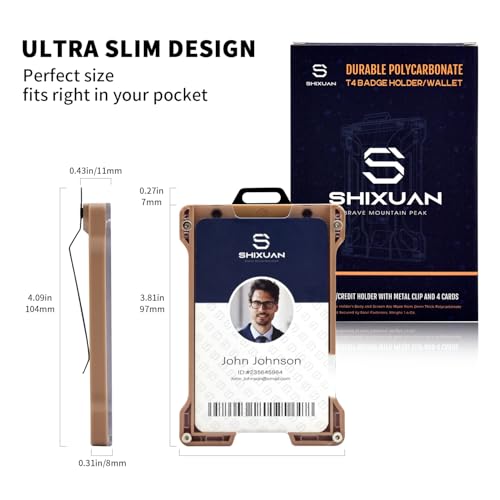 SHIXUAN ID Badge Holder with Retractable Clip, Credit Card Holder, Keychain Wallet, Name Badge Holders, Business Card Holder, and Money Clip for Men and Women (Khaki) - Image 4