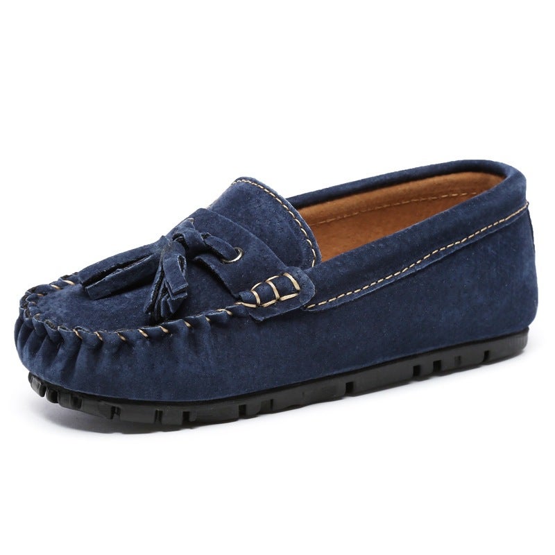 Children'S Shoes Pea Shoes Autumn New Leather Zhongda Boys Shoes British Tassel Trendy Shoes Girls Princess Shoes - Image 1