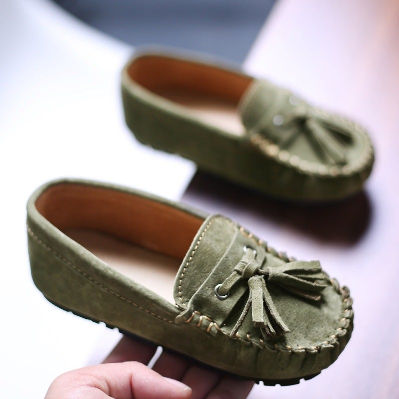 Children'S Shoes Pea Shoes Autumn New Leather Zhongda Boys Shoes British Tassel Trendy Shoes Girls Princess Shoes - Image 2